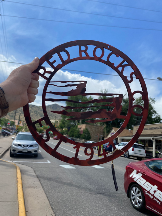 Red Rocks Circular Sign