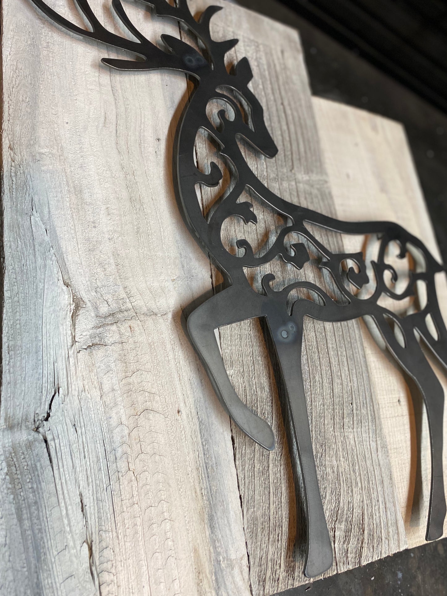 Reindeer on White Washed Wood